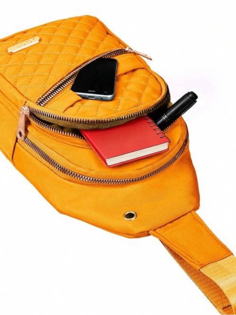 Quilted Yellow Crossbody Sling Bag - Picture 3 of 3
